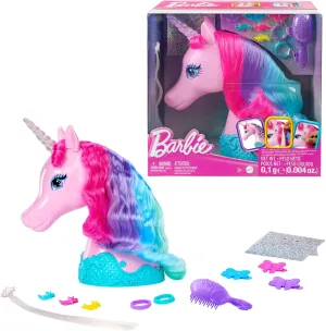 Barbie Doll Unicorn Styling Head, Colorful Mane of Fantasy Hair with Accessories & Shimmer Stickers
