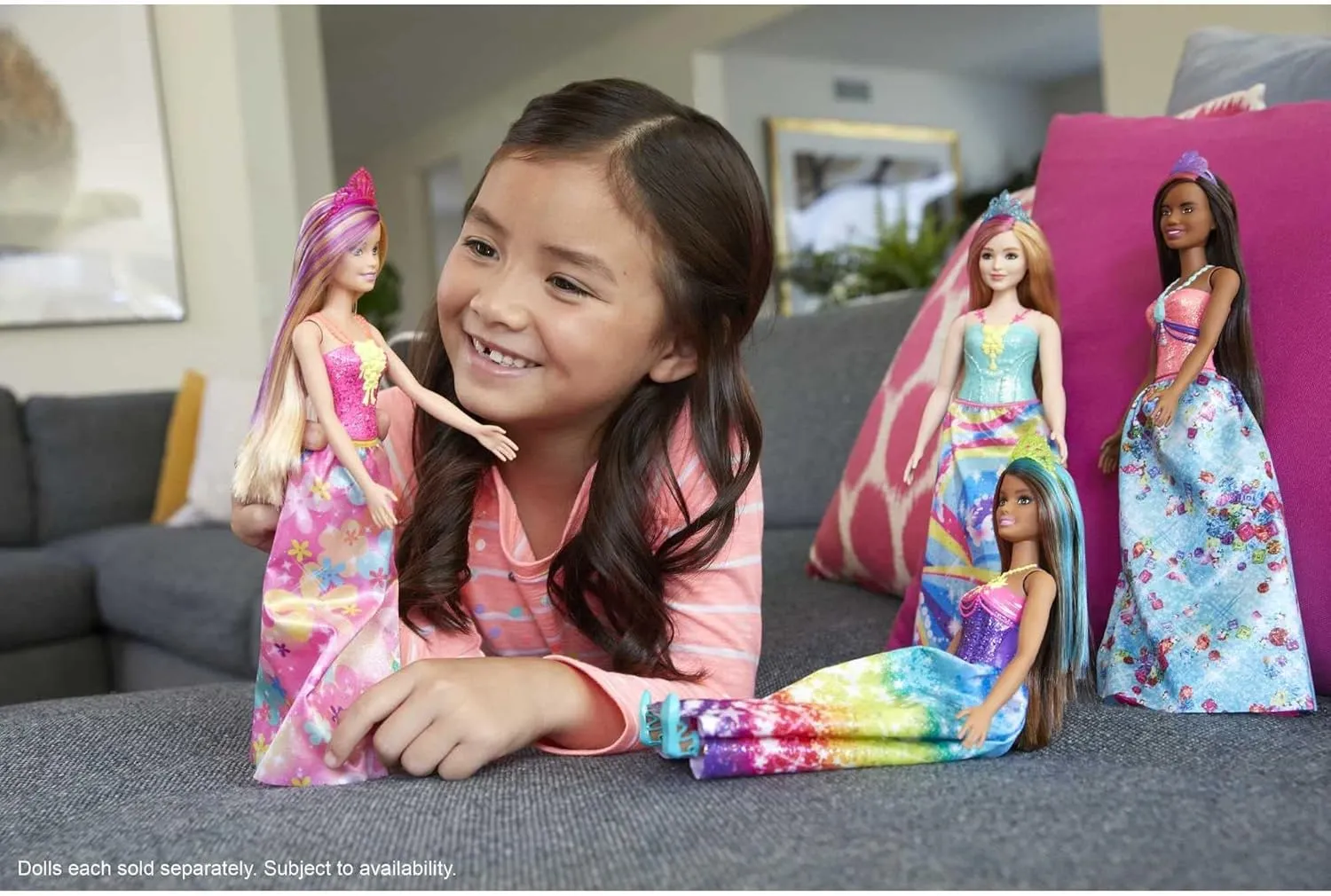 Barbie Dreamtopia Royal Fashion Doll & Accessory, Blonde with Purple Hairstreak Wearing Removable Pink Skirt & Headband