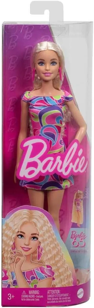 Barbie Fashionistas Doll #223 with Blonde Wavy Hair, Totally Hair-Inspired Dress & Accessories, 65th Anniversary Collectible Toy