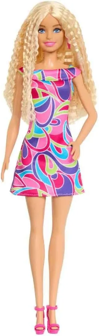 Barbie Fashionistas Doll #223 with Blonde Wavy Hair, Totally Hair-Inspired Dress & Accessories, 65th Anniversary Collectible Toy