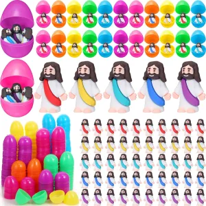 Barydat 240 Pcs Mini Jesus Figures Easter Eggs with Toys Inside Religious Jesus Toys Miniature Jesus Gifts Easter Egg Stuffers Jesus Doll for Sunday School Easter Hunt Party Baptism Gift