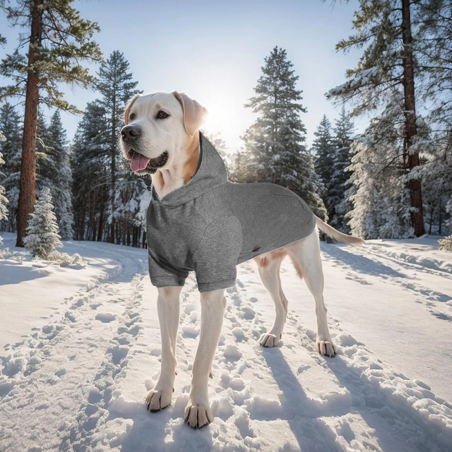 Basic Dog Hoodie Sweatshirts, Pet Clothes Hoodies Sweater with Hat and Leash Hole, Soft Cotton Outfit Coat for Large Medium Small Dogs, Dark Grey (XX-Large)