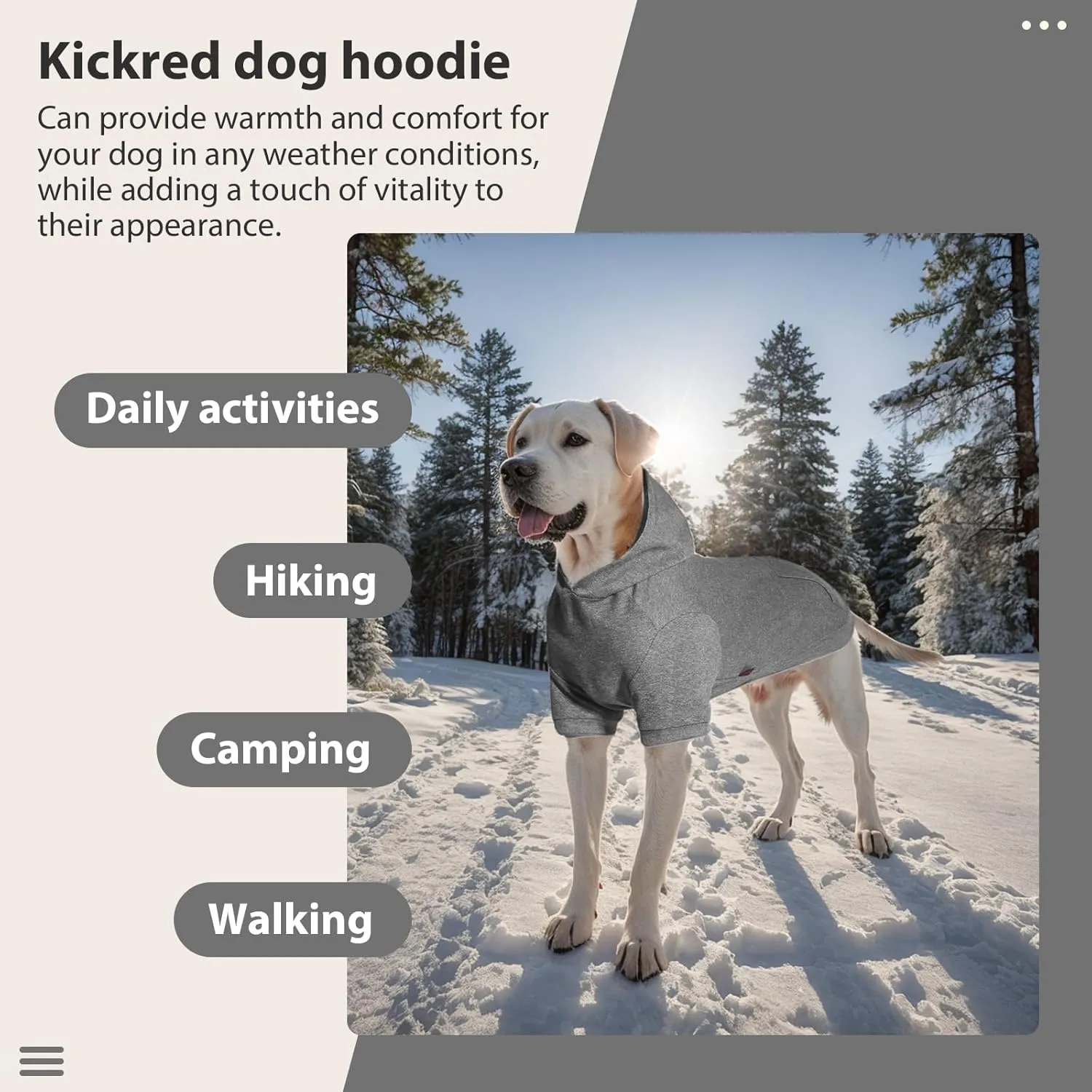 Basic Dog Hoodie Sweatshirts, Pet Clothes Hoodies Sweater with Hat and Leash Hole, Soft Cotton Outfit Coat for Large Medium Small Dogs, Dark Grey (XX-Large)