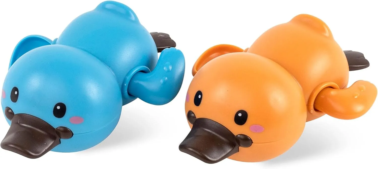 Bath Racers Platypuses – Wind-Up Floating Bath Time Toys, 2 Colorful Animal Water Racers, Enhance Motor Skills, Kids & Toddler Ages 2 