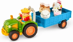 Battat – Farm Toys For Toddlers, Kids – Lights & Sounds Toy Tractor – 7Pc Pretend Play Set – Tractor, Trailer, Farm Animals – 18 Months   – Farming Fun Tractor