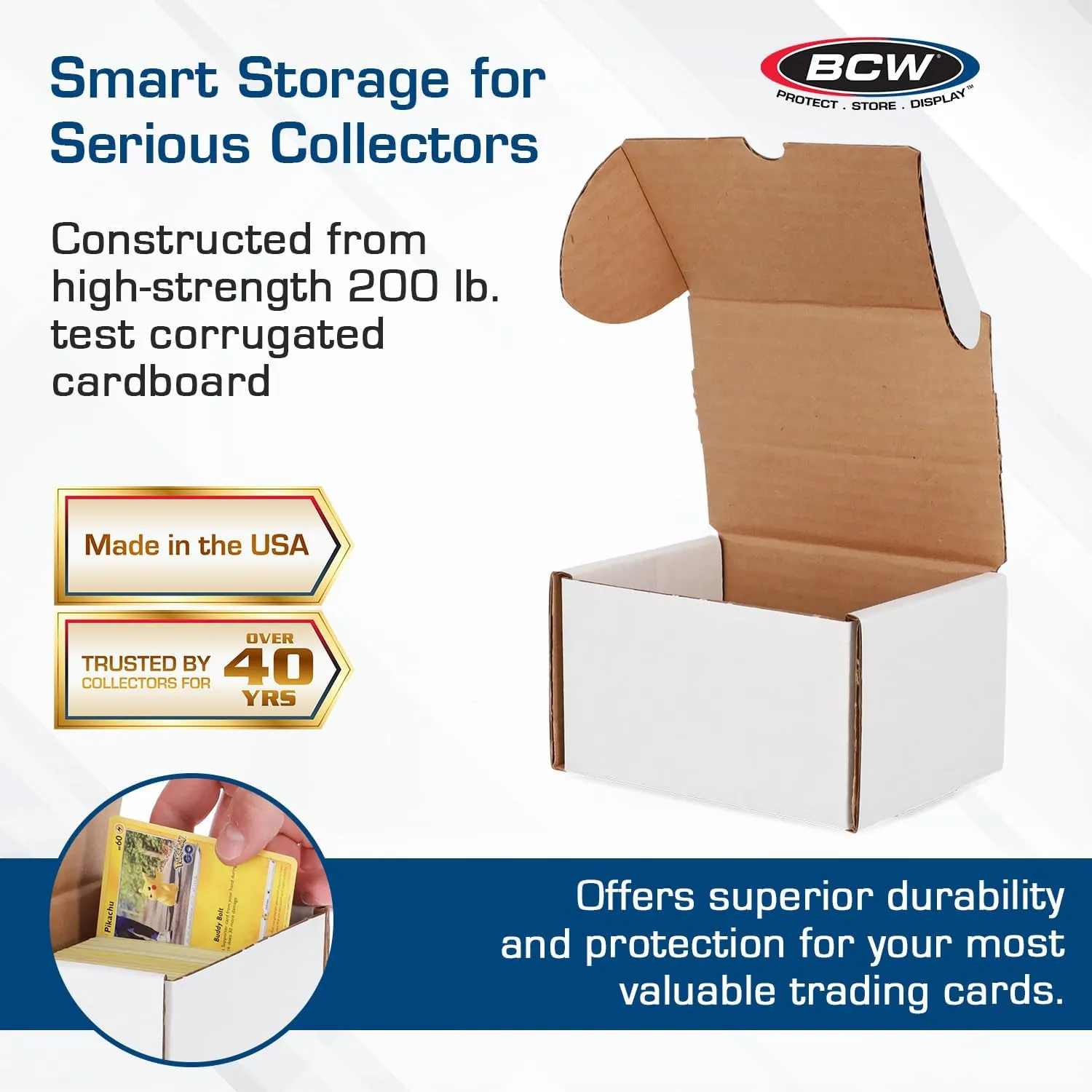 BCW 330-Count Trading Card Box – 50ct | Cardboard Organizer for Sports & TCGs | Fits Baseball, MTG, Pokémon | Assembly Required