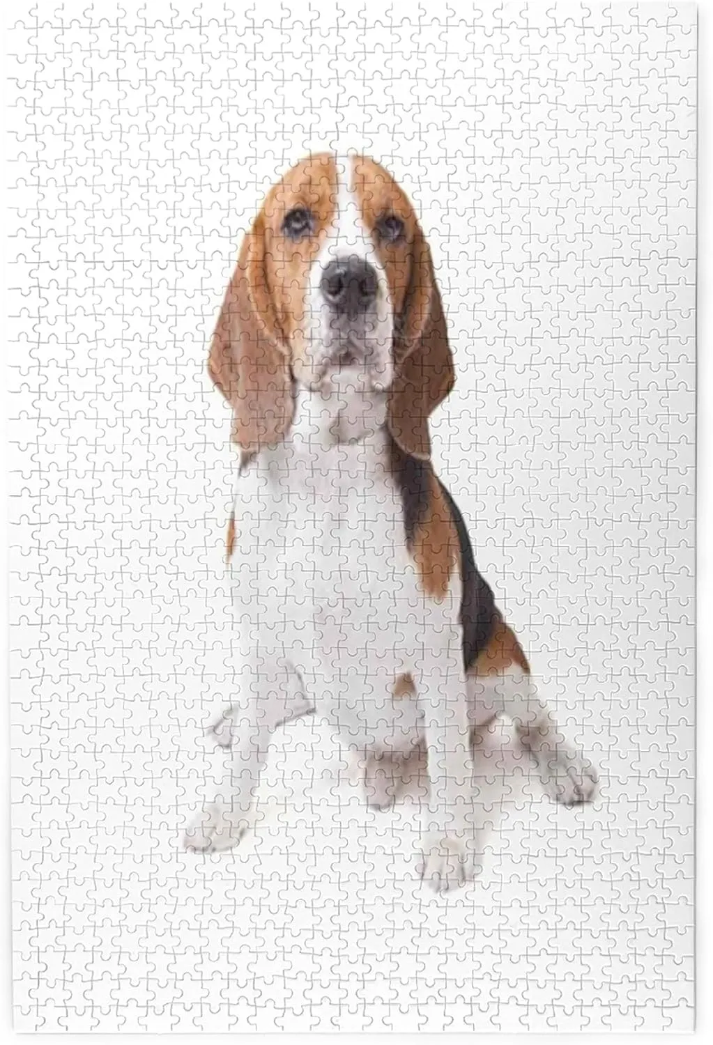 Beagle Dog,Portable Wooden Jigsaw Puzzle for Adults,Beagle Dog Posing,Birthday Gift for Family and Friends,Brown White Plastic Box Storage 1000PCS
