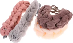 Beaupretty 4Pcs Bath Wash Towels Hand Held Weave Bath Strips Grey Pink Beige Khaki Shower Sponge Pouf for Gentle Skin Cleansing and Exfoliation