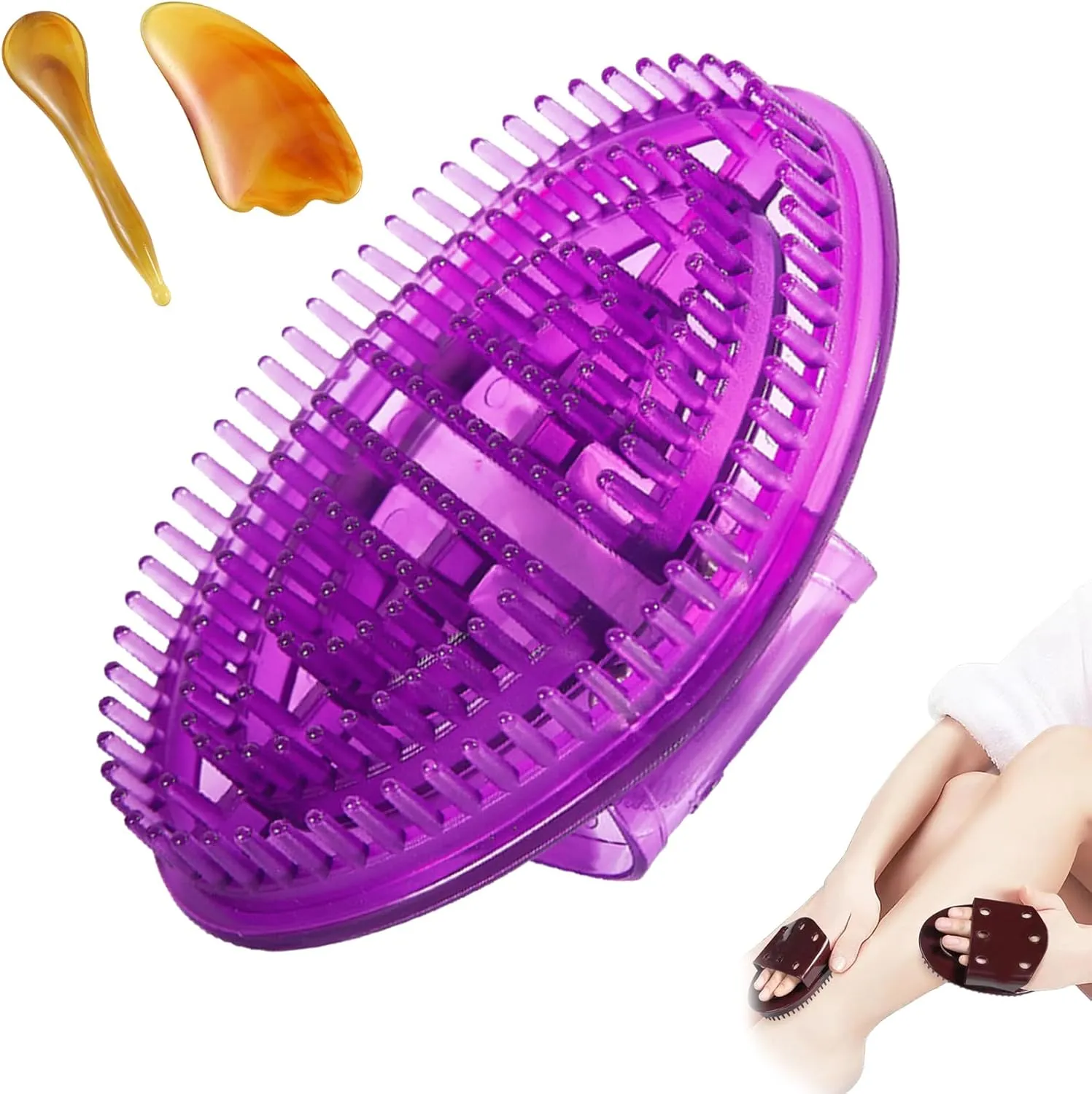 Beauty Salon Professional Custom Meridian Brush, Meridian Pressure Brush, Handheld Massage Brushes for Body, Durable Abs Design for Neck/Back/Feet (Purple)