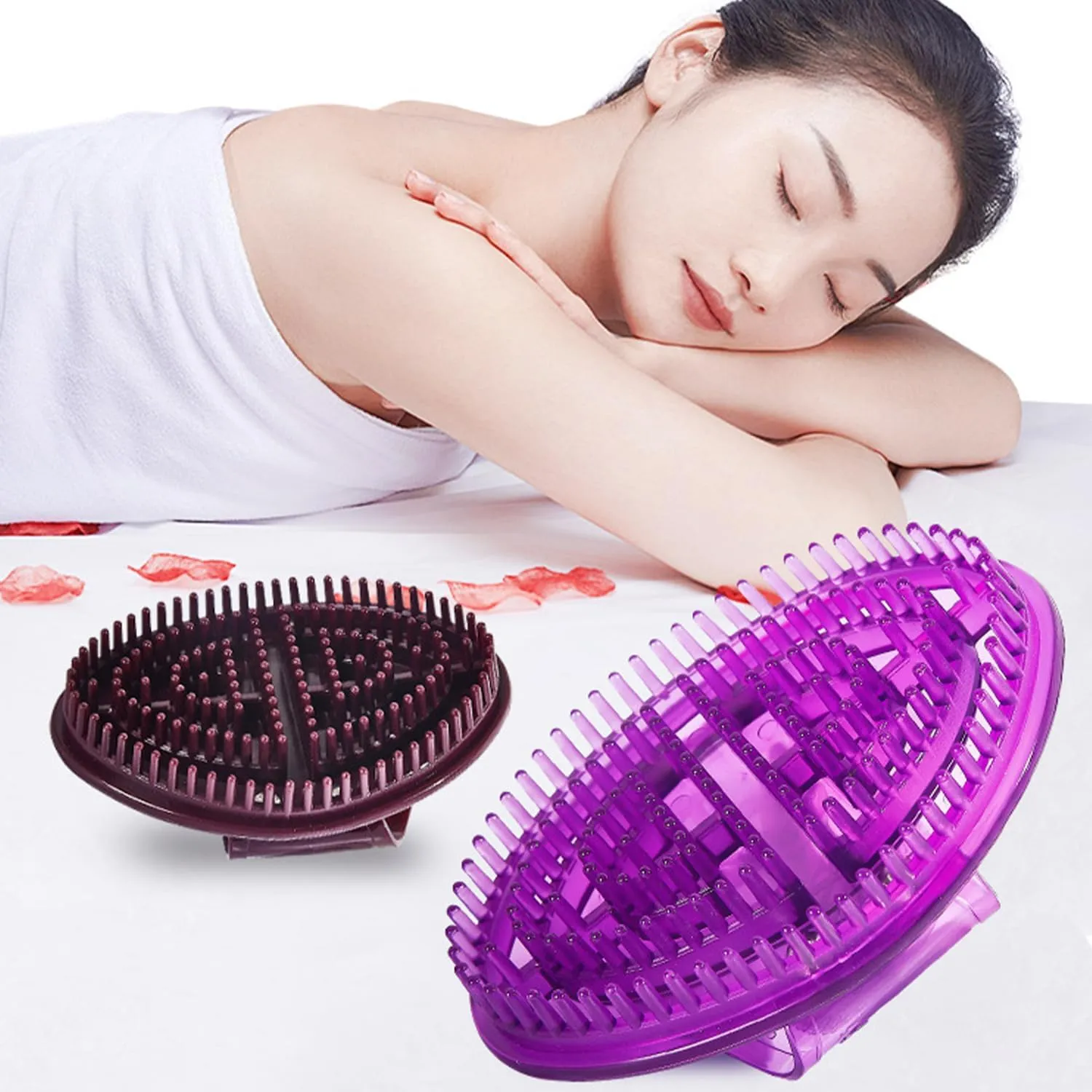 Beauty Salon Professional Custom Meridian Brush, Meridian Pressure Brush, Handheld Massage Brushes for Body, Durable Abs Design for Neck/Back/Feet (Purple)