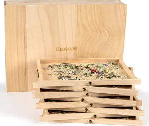Becko US Wooden Puzzle Sorting Trays with Sliding Drawer Design, 8 Jigsaw Puzzle Sorters for Storage, Puzzles Accessory Sort & Store Tray, Lightweight & Portable, for Jigsaw Puzzles Up to 1500 Pieces
