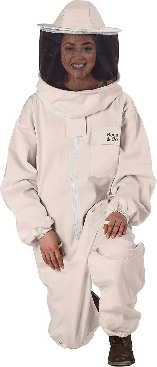Bees & Co U73 Natural Cotton Beekeeper Suit with Round Veil