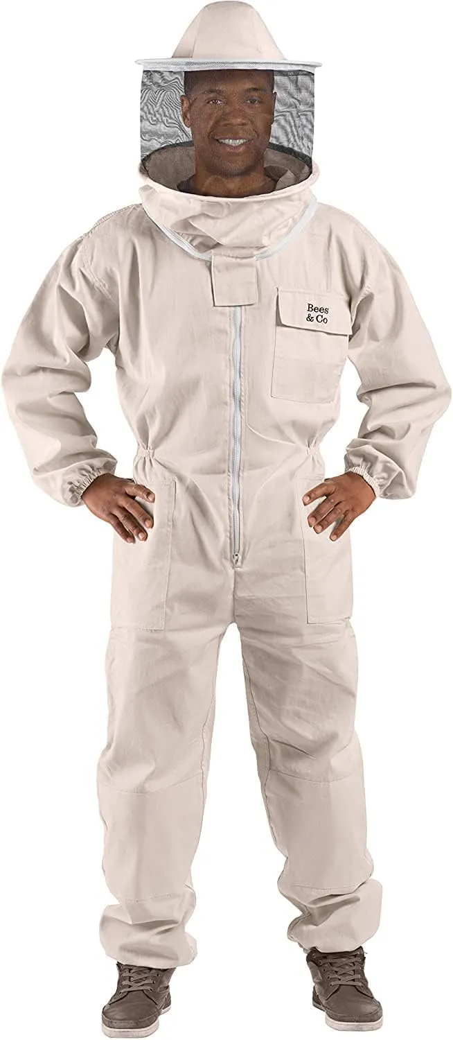 Bees & Co U73 Natural Cotton Beekeeper Suit with Round Veil