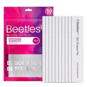 Beetles Nail File, 180 Grit 50PCS Disposable Shaper File Professional, Emery Board Grey Manicure Pedicure Tool and Nail Buffering Files Nail Styling Tools Manicure Tools Salon