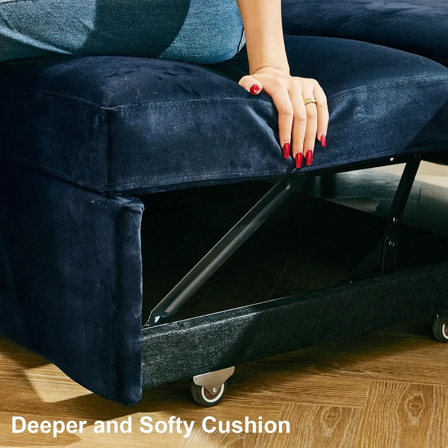 Belffin Modular Sectional Sleeper Sofa Bed with Pull Out Couch, U Shaped Sleeper Pull Out Bed, Convertible Sectional Couches for Living Room, Blue