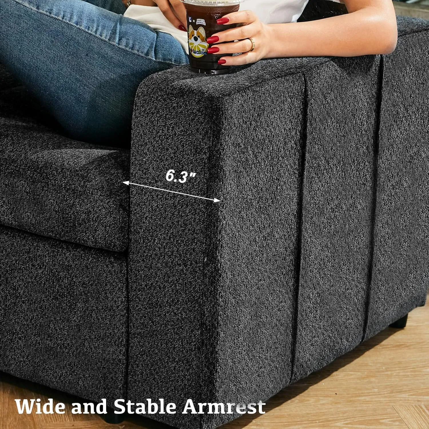 Belffin Modular Sectional Sleeper Sofa Bed with Pull Out Couch, U Shaped Sleeper Pull Out Bed, Convertible Sectional Couches for Living Room, Dark Grey