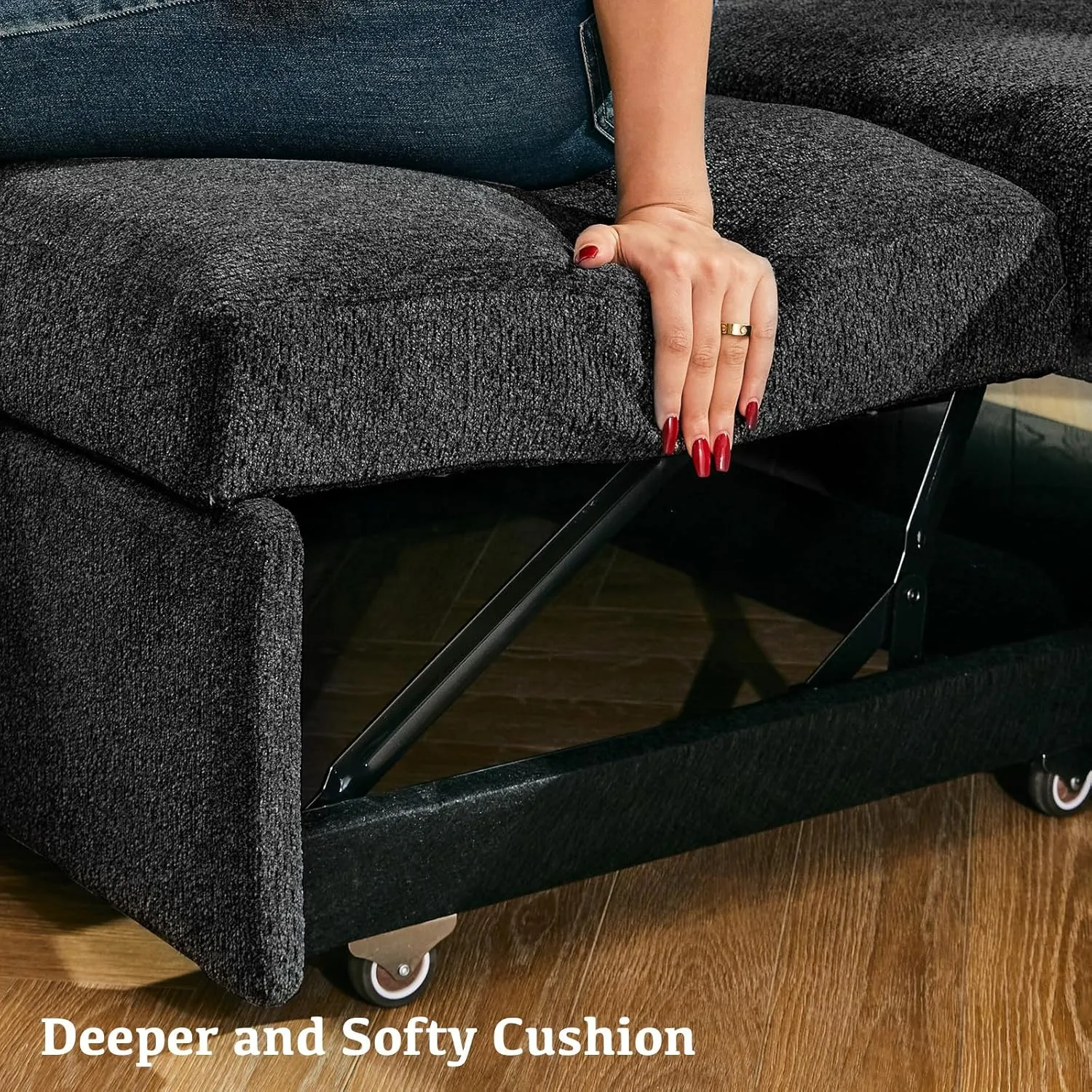 Belffin Modular Sectional Sleeper Sofa Bed with Pull Out Couch, U Shaped Sleeper Pull Out Bed, Convertible Sectional Couches for Living Room, Dark Grey