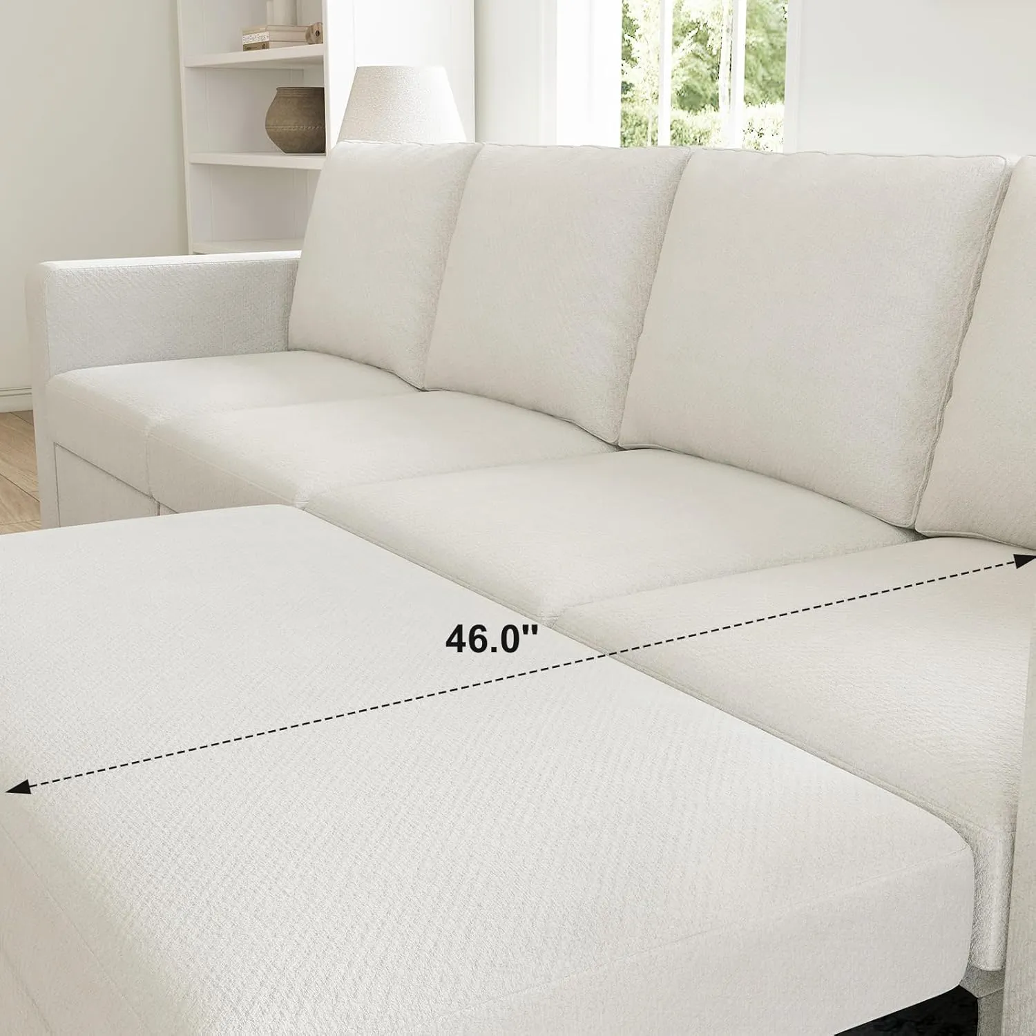 Belffin Modular Sectional Sleeper Sofa Bed with Pull Out Couch, U Shaped Sleeper Pull Out Bed, Convertible Sectional Couches for Living Room, White