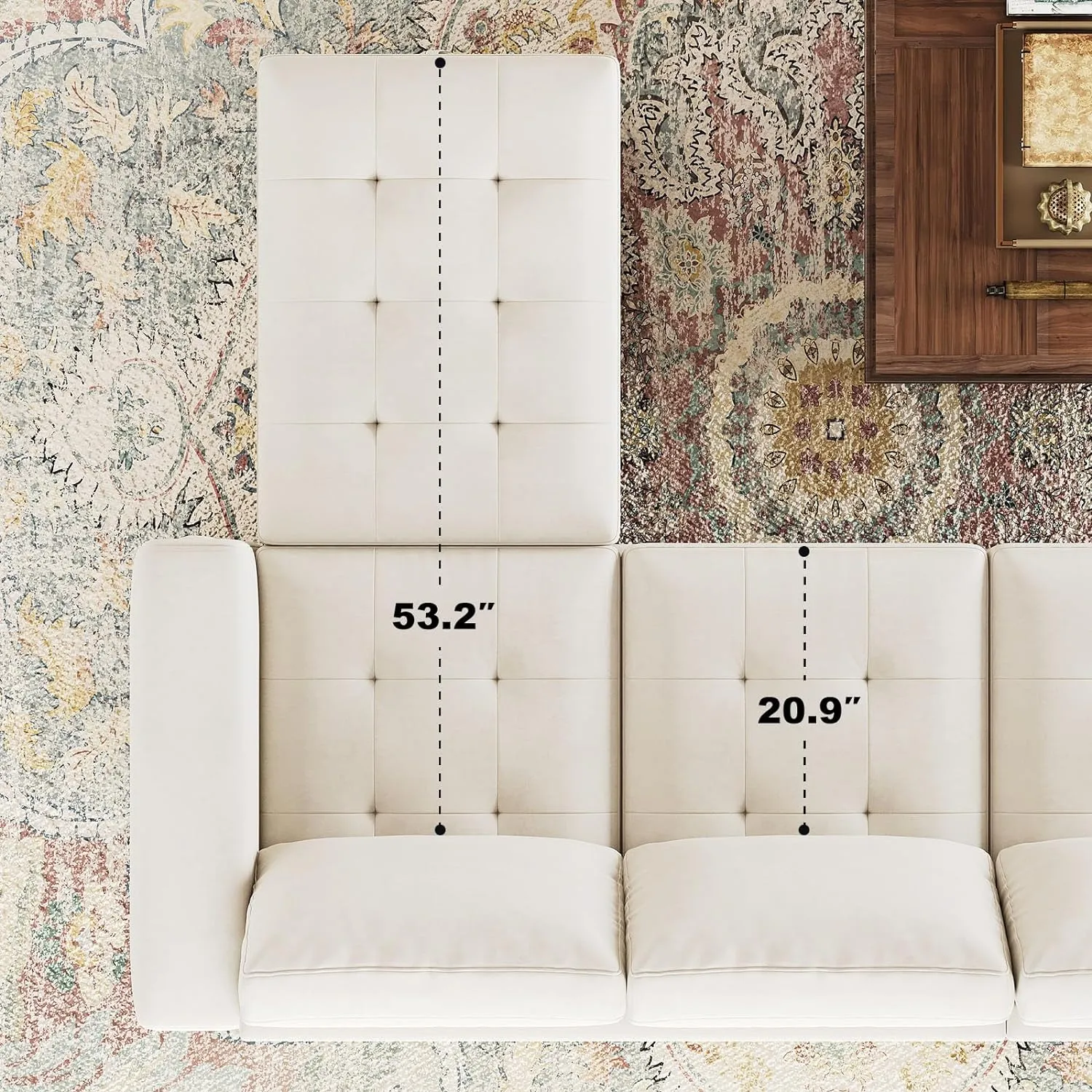 Belffin Modular Sectional Sofa U Shaped Sectional Couch with Storage Ottoman Velvet 9-Seater Convertible Sectional Sofa with Chaises Beige