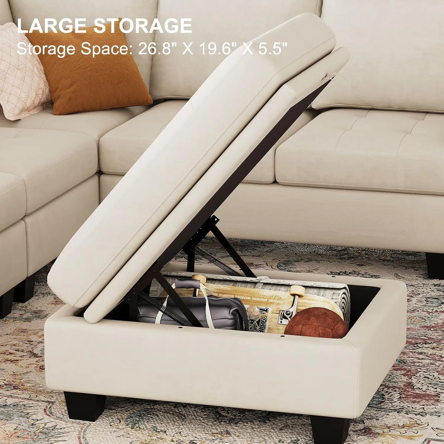 Belffin Modular Sectional Sofa U Shaped Sectional Couch with Storage Ottoman Velvet 9-Seater Convertible Sectional Sofa with Chaises Beige