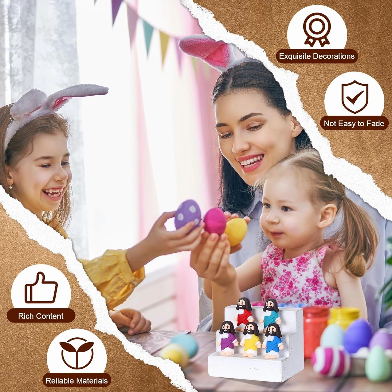 Bememo 50 Pcs Mini Jesus Figures Original Design Jesus Toys Little Figures to Hide and Seek Sunday School Religious Easter Party Favors Gift(Multicolor)