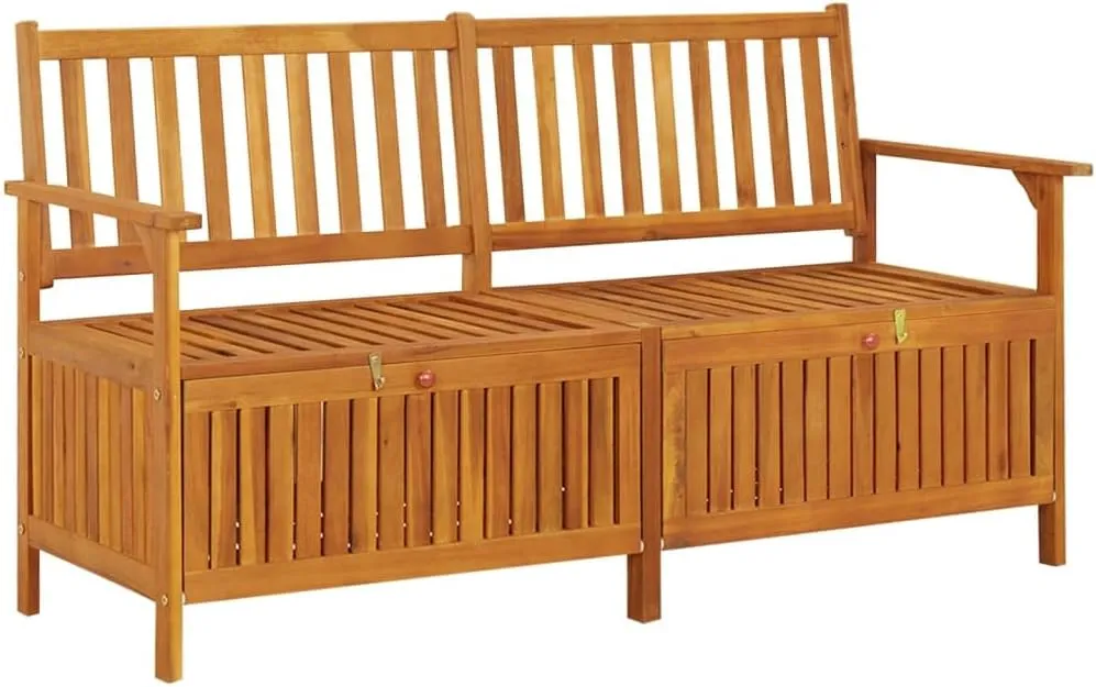 Bench Natural Wood Solid Acacia Wood 58.3 in Bench Rectangular Patio Furniture