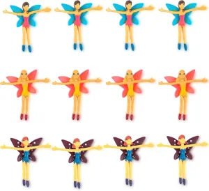 Bendable Fairy Figurines for Kids- 12 Pcs Flexible Fairy Dolls for Girls & Boys- Colorful Miniature Fairy Figures Fidget Toys- Fairy Party Favors for Birthday, Christmas and More- 3.75 inches Tall