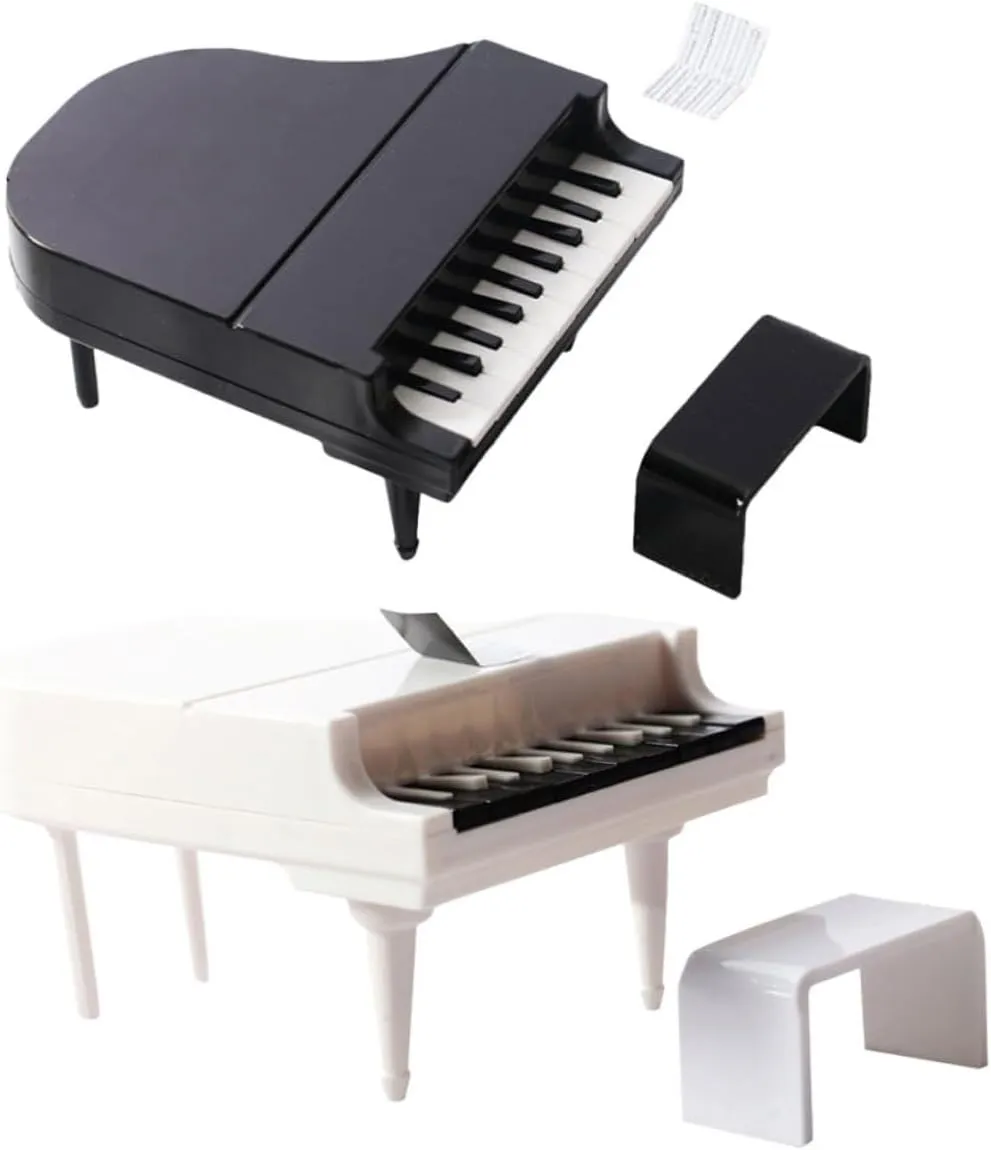 BESPORTBLE 2 Sets Miniature Dollhouse Piano Micro Piano Model with Chair Decorative Furniture for Miniature House Photography Prop Craftsmanship Design
