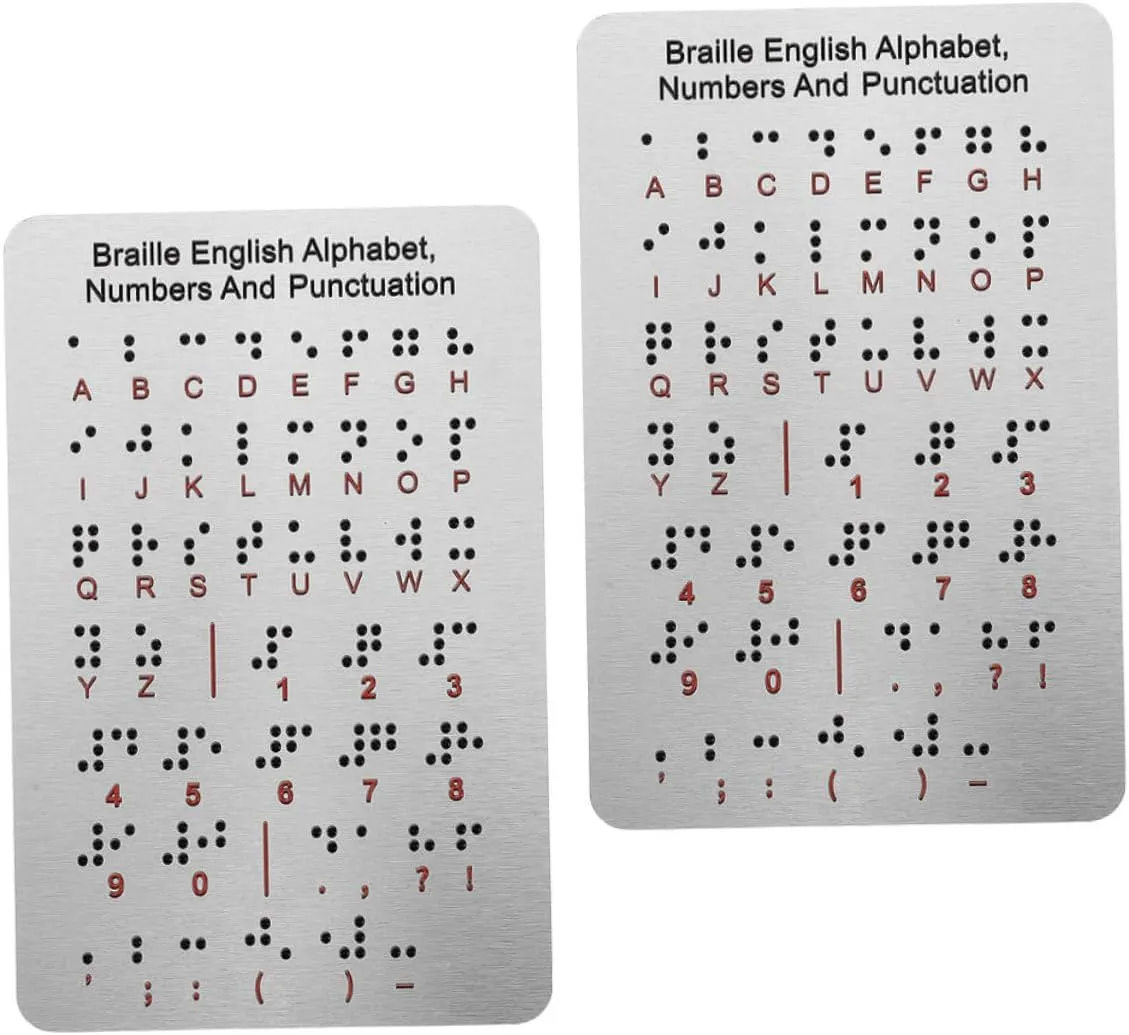 BESPORTBLE 2pcs Braille Alphabet Board: Raised Dots Letters Numbers for Beginners - Interactive Learning Tool - Braille Teaching Aid for Beginners