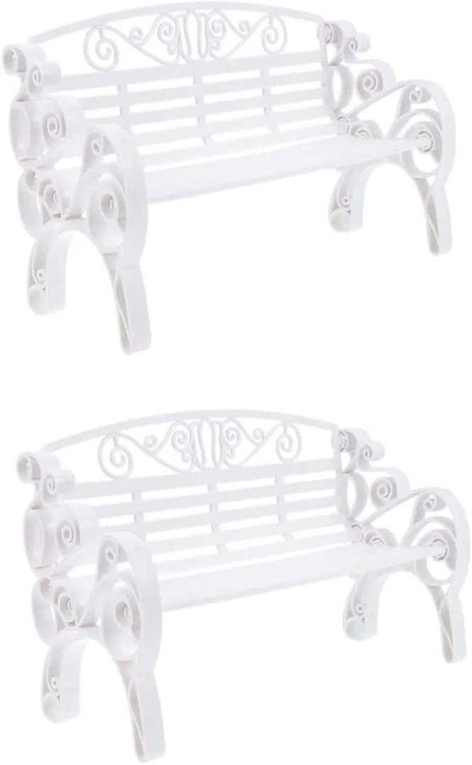 BESPORTBLE 2Pcs Mini Bench Ornament Park Bench Models for Dollhouse Decoration Miniature Furniture High Simulation Design for and Photography Props