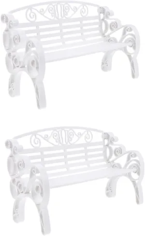 BESPORTBLE 2Pcs Mini Bench Ornament Park Bench Models for Dollhouse Decoration Miniature Furniture High Simulation Design for and Photography Props