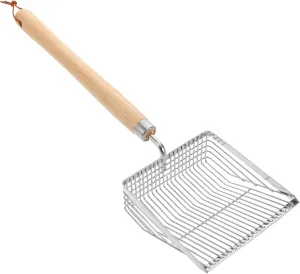 BESPORTBLE Sand Sifter Shovel Stainless Steel Beach Tool with Wooden Handle Lightweight Sand Digging Scoop for Summer Family Fun Efficient Shell Collecting and Exploration