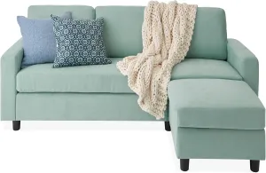 Best Choice Products Upholstered Sectional Sofa for Home, Apartment, Dorm, Bonus Room, Compact Spaces w/Chaise Lounge, 3-Seat, L-Shape Design, Reversible Ottoman Bench, 680lb Capacity - Aqua