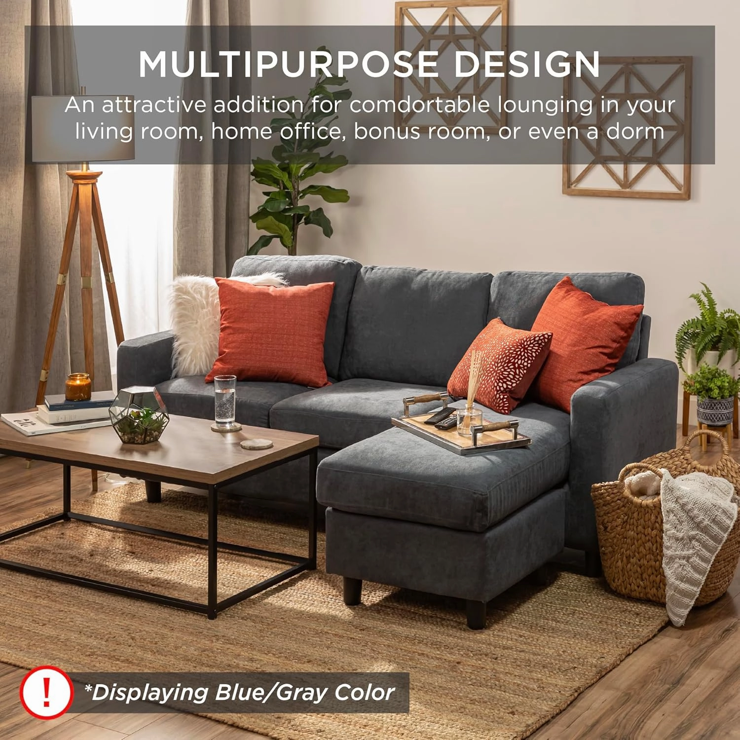 Best Choice Products Upholstered Sectional Sofa for Home, Apartment, Dorm, Bonus Room, Compact Spaces w/Chaise Lounge, 3-Seat, L-Shape Design, Reversible Ottoman Bench, 680lb Capacity - Beige