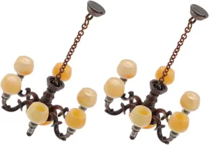 BESTonZON 2pcs Miniature Chandelier Lamp for Dollhouse Stylish Ceiling Light Decor Compact Design for Furniture for Living Room Dollhouse Miniatures