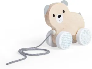 Bigjigs Toys FSC Certified Bear Pull Along Toy - Eco-Friendly Wooden Bear with Felt Ears & Tail and Grey Pull Cord, Quality Pull Along Toys for 1 Year Olds, Wooden Baby Toys