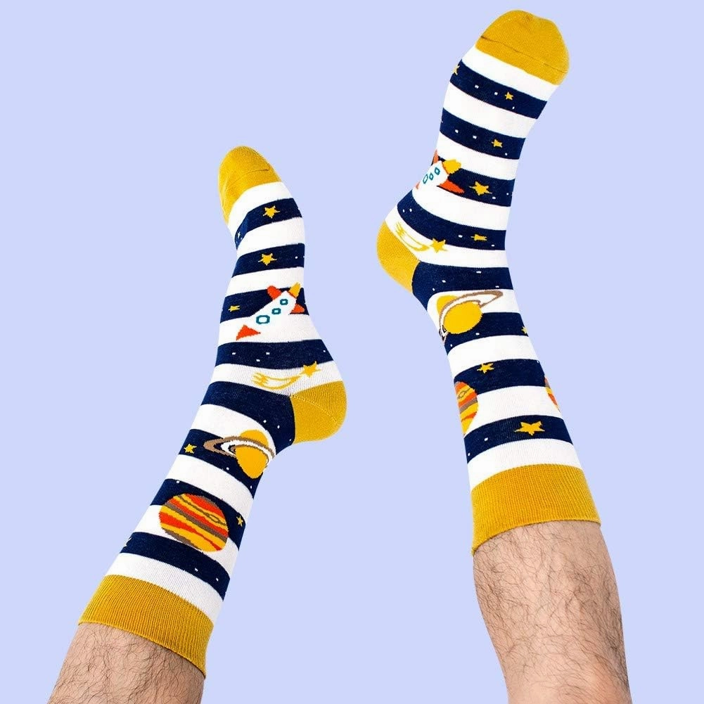 BISOUSOX Dress Socks for Men 9-12 Mens Funny Fun Colorful Crazy Funky Crew Socks Novelty Happy Cotton