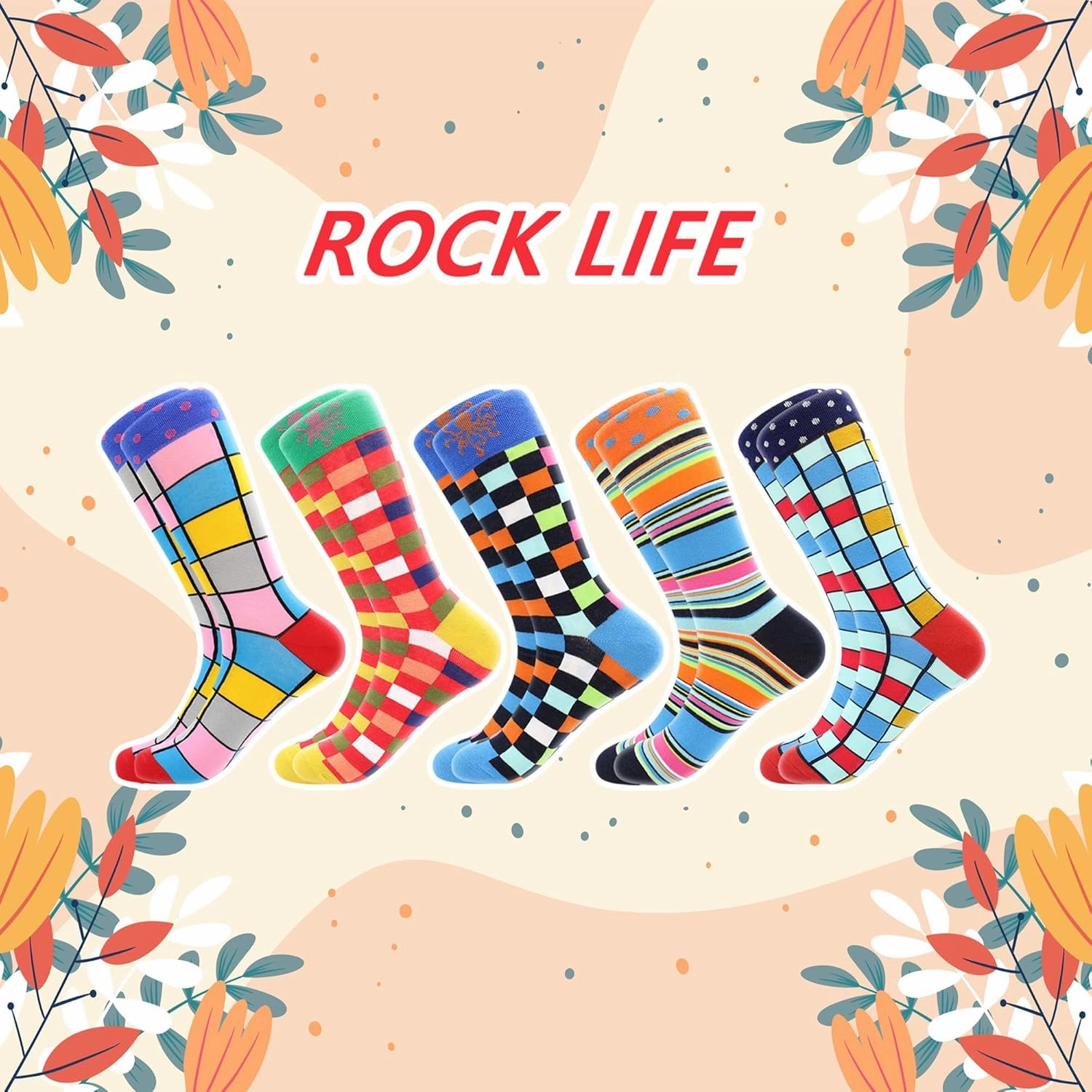 BISOUSOX Dress Socks for Men 9-12 Mens Funny Fun Colorful Crazy Funky Crew Socks Novelty Happy Cotton