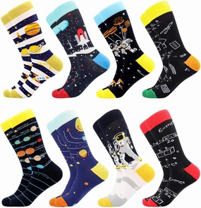 BISOUSOX Dress Socks for Men 9-12 Mens Funny Fun Colorful Crazy Funky Crew Socks Novelty Happy Cotton