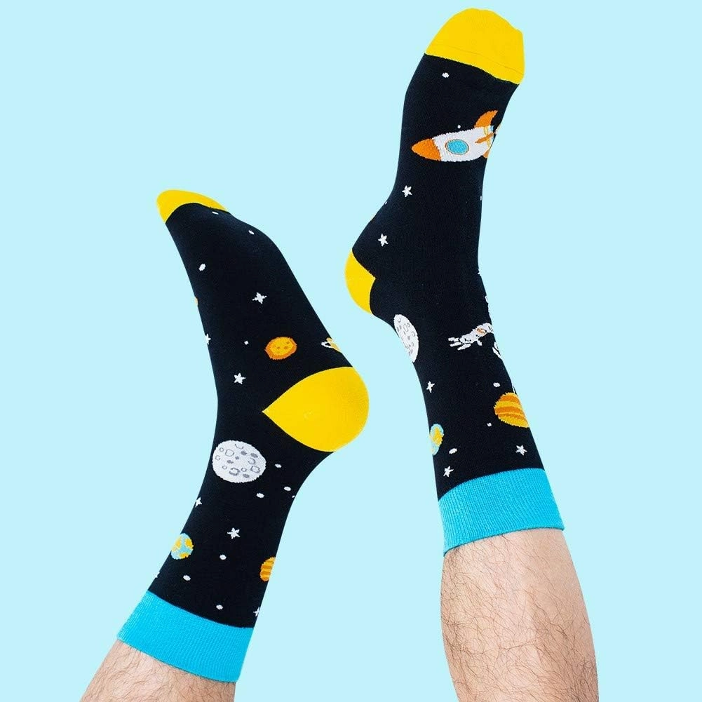BISOUSOX Dress Socks for Men 9-12 Mens Funny Fun Colorful Crazy Funky Crew Socks Novelty Happy Cotton