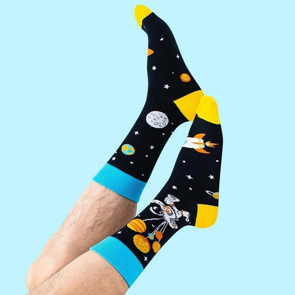 BISOUSOX Dress Socks for Men 9-12 Mens Funny Fun Colorful Crazy Funky Crew Socks Novelty Happy Cotton