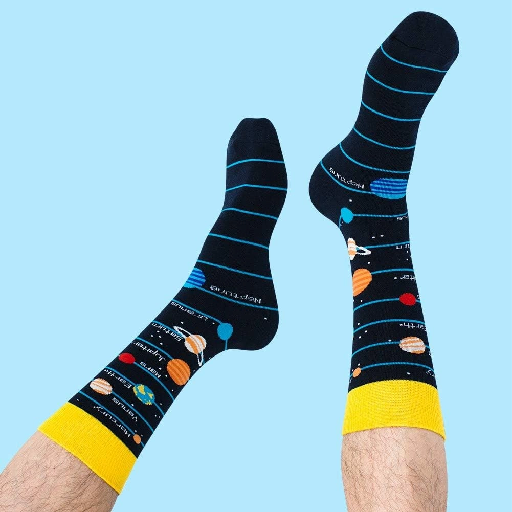 BISOUSOX Dress Socks for Men 9-12 Mens Funny Fun Colorful Crazy Funky Crew Socks Novelty Happy Cotton