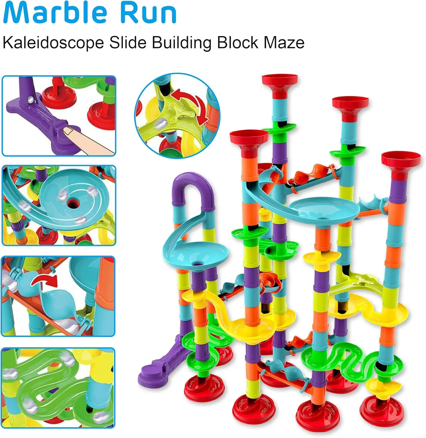 Blacka Marble Run Set Maze Race Building Blocks Marbles for Kids Ages 4 5 6 7 8 9 10  Girls Boys Toys STEM Educational Birthday Gift Festival Present,A880,Large