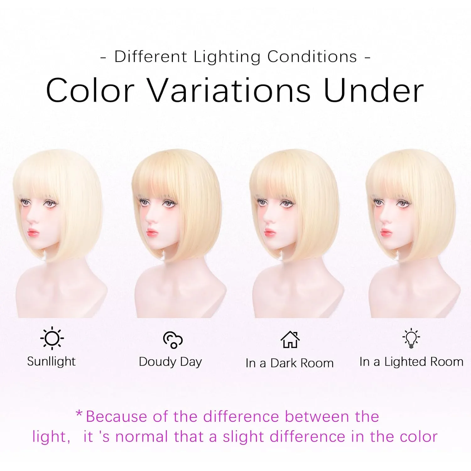 Blonde Bob Wigs for White Women - 12'' Short Bob Wigs With Bangs Natural Fashion Synthetic Wig Colorful Synthetic Hair for Daily Cosplay Halloween