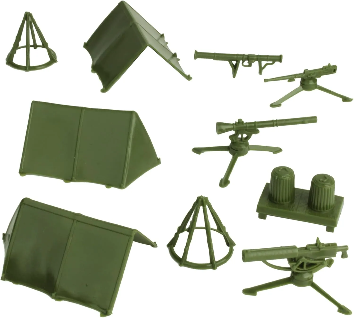 BMC Classic Plastic Army Men Playset Accessories - 10pc Military Camp - US Made