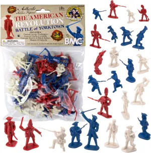 BMC Revolutionary War Plastic Army Men - 34 British, American, French Soldiers
