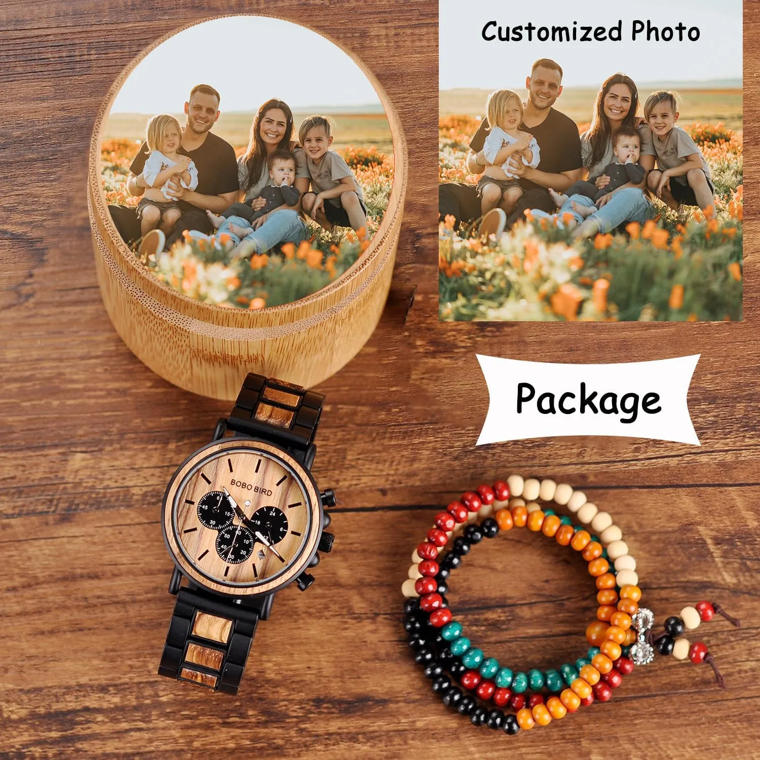 BOBO BIRD Wooden Mens Watches Wood & Stainless Steel Combined Chronograph Military Quartz Casual Wristwatches