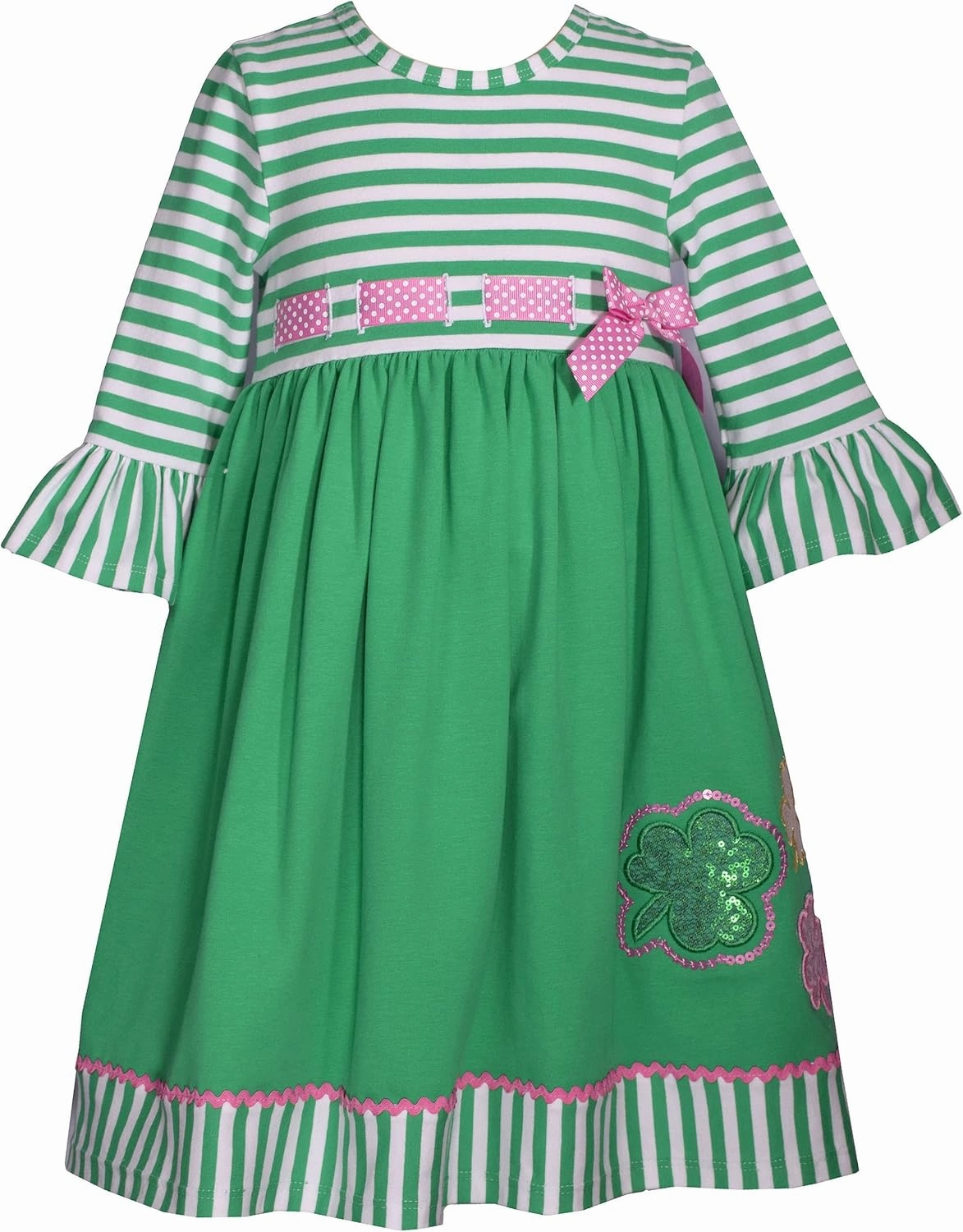 Bonnie Jean Girl's St Patrick's Day Dress - Green Shamrock Dress for Baby, Toddler and Little Girls