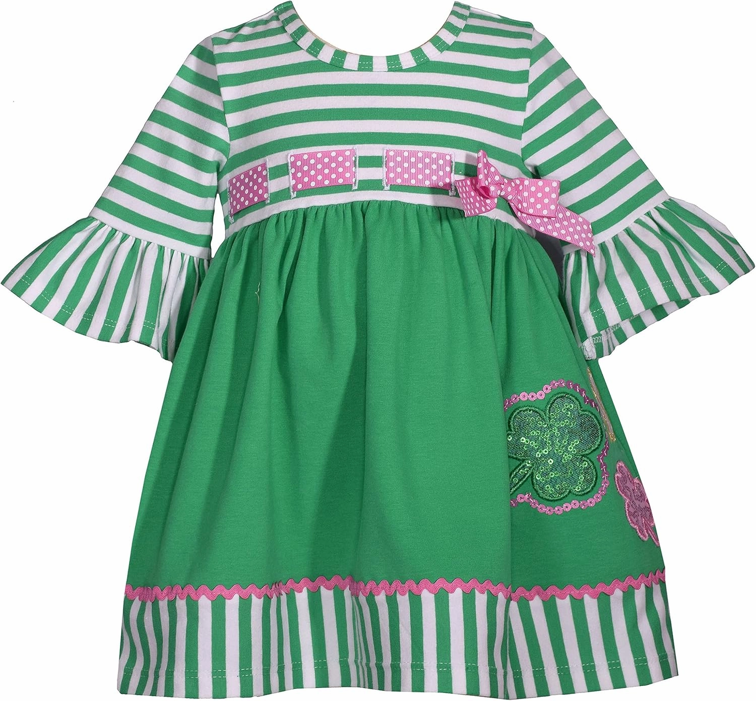 Bonnie Jean Girl's St Patrick's Day Dress - Green Shamrock Dress for Baby, Toddler and Little Girls