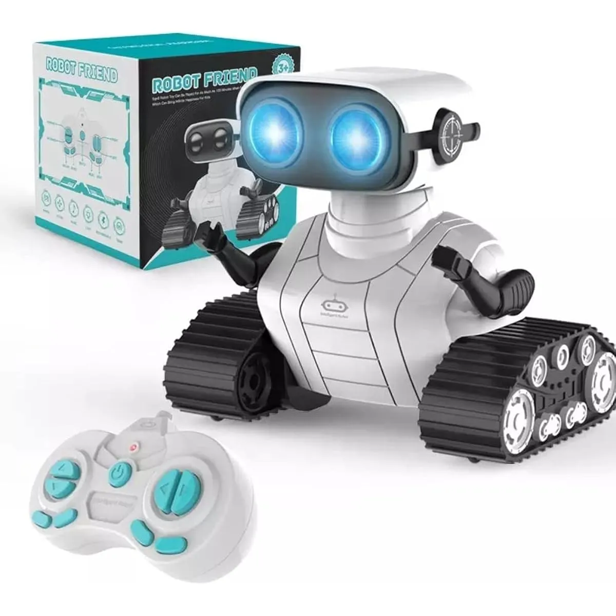 BOPTU Robot Toy Rechargeable Robot Toy with Remote Control Music LED Eyes Dance Moves Flexible Head and Arms Smart Sensing for Kids Boys Girls